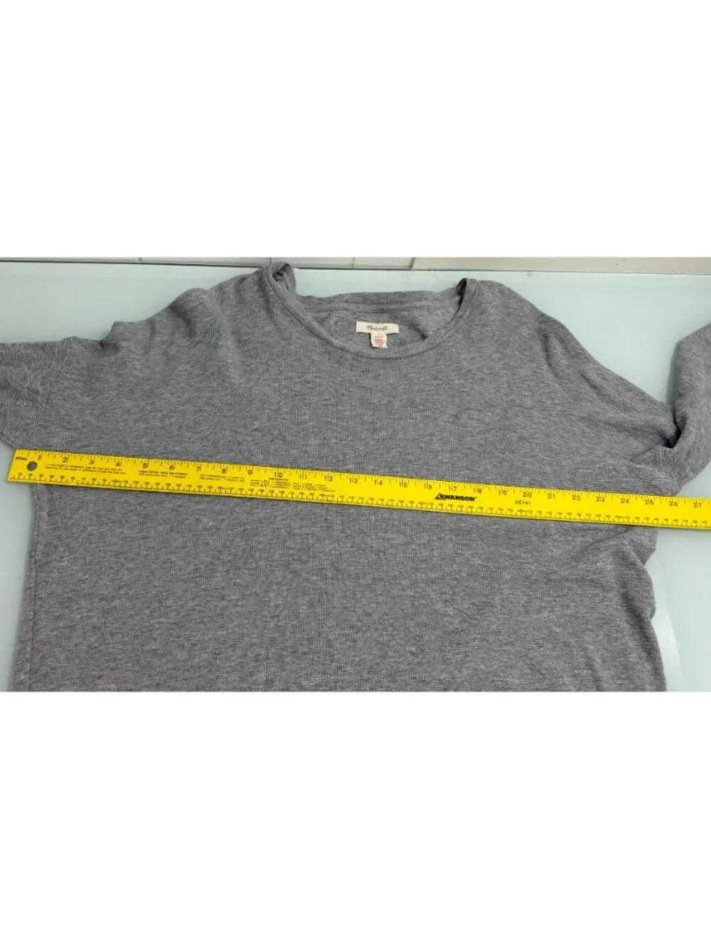 Madewell Waffle Knit Top Shirt Women's Medium M Oversized Lightweight Gray